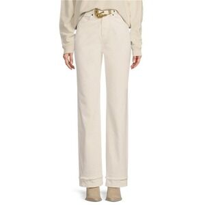 NWT Le' AL.X 29 High Rise Straight Leg Western 5-Pocket Jeans Ivory 128290